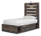 Drystan Twin Panel Bed with 4 Storage Drawers with Mirrored Dresser, Chest and 2 Nightstands Signature Design by Ashley®