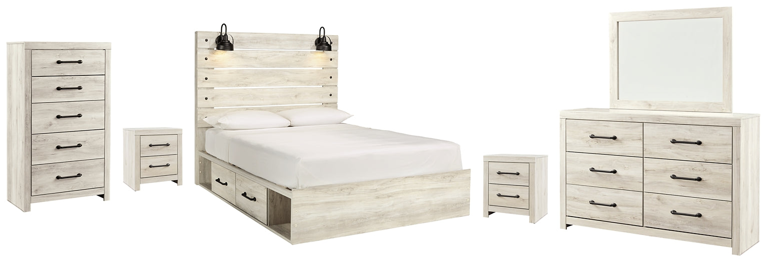 Cambeck Queen Panel Bed with 4 Storage Drawers with Mirrored Dresser, Chest and 2 Nightstands Signature Design by Ashley®