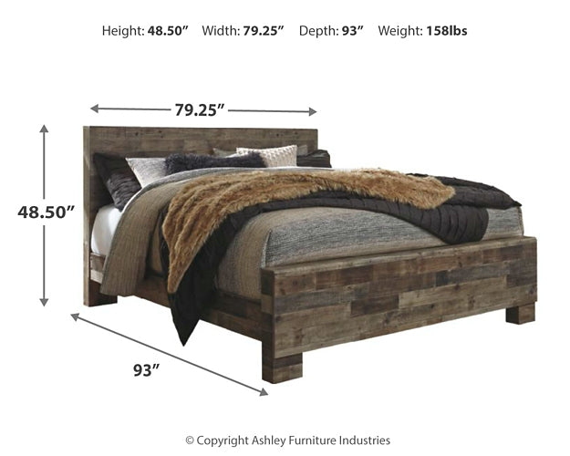 Derekson King Panel Bed with Mirrored Dresser Benchcraft®
