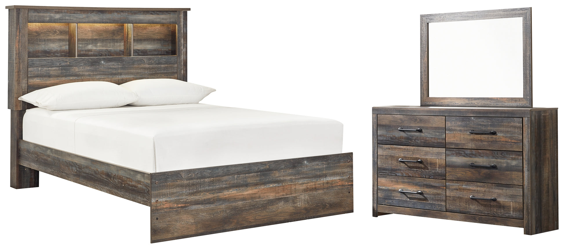 Drystan Full Bookcase Bed with Mirrored Dresser Signature Design by Ashley®