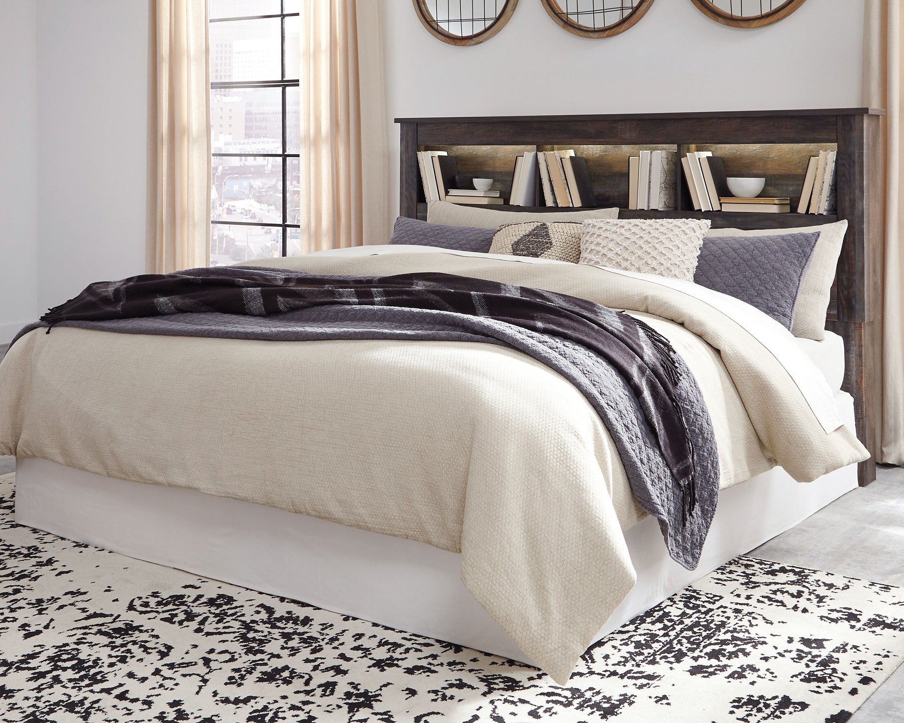 Drystan King/California King Bookcase Headboard with Mirrored Dresser and Chest Signature Design by Ashley®