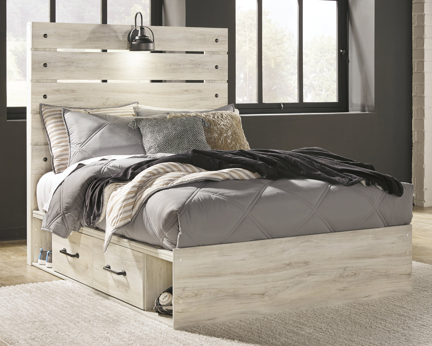 Cambeck Full Panel Bed with 4 Storage Drawers with Mirrored Dresser Signature Design by Ashley®