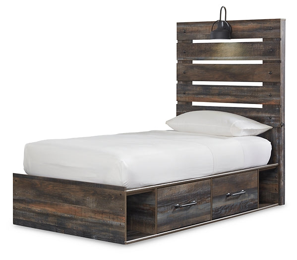 Drystan Twin Panel Bed with 4 Storage Drawers with Mirrored Dresser and Chest Signature Design by Ashley®