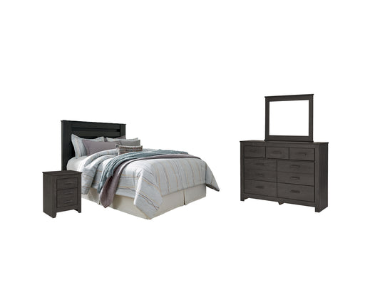 Brinxton Queen/Full Panel Headboard with Mirrored Dresser and 2 Nightstands Signature Design by Ashley®