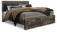 Derekson King Panel Bed with 2 Storage Drawers with Mirrored Dresser Benchcraft®