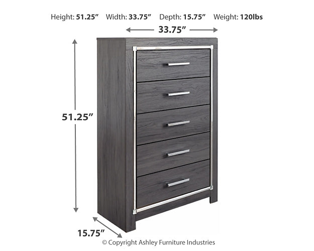 Lodanna King Panel Bed with 2 Storage Drawers with Mirrored Dresser and Chest Signature Design by Ashley®