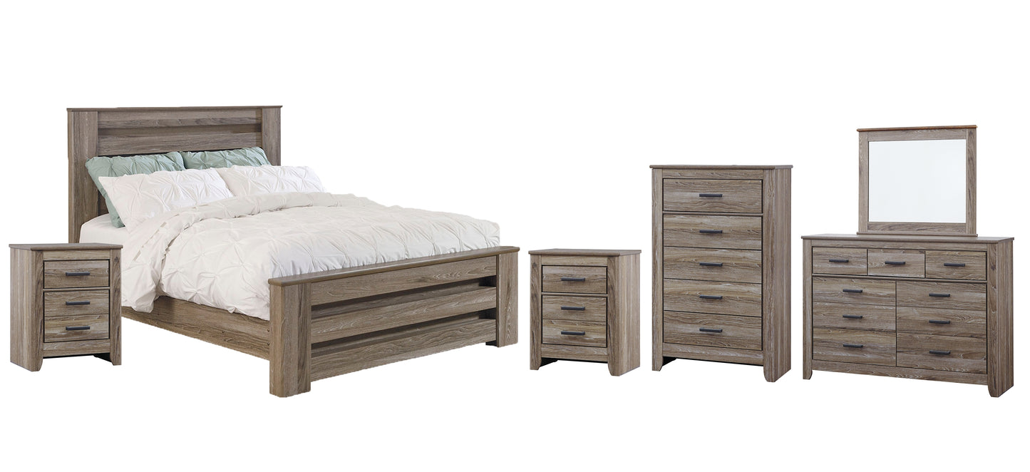 Zelen Queen Panel Bed with Mirrored Dresser, Chest and 2 Nightstands Signature Design by Ashley®