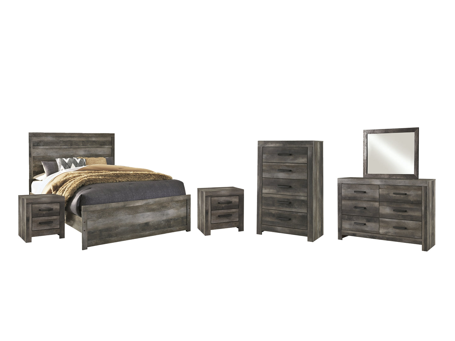 Wynnlow Queen Panel Bed with Mirrored Dresser, Chest and 2 Nightstands Signature Design by Ashley®