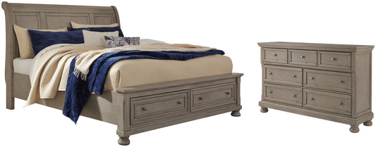 Lettner King Sleigh Bed with 2 Storage Drawers with Dresser Signature Design by Ashley®