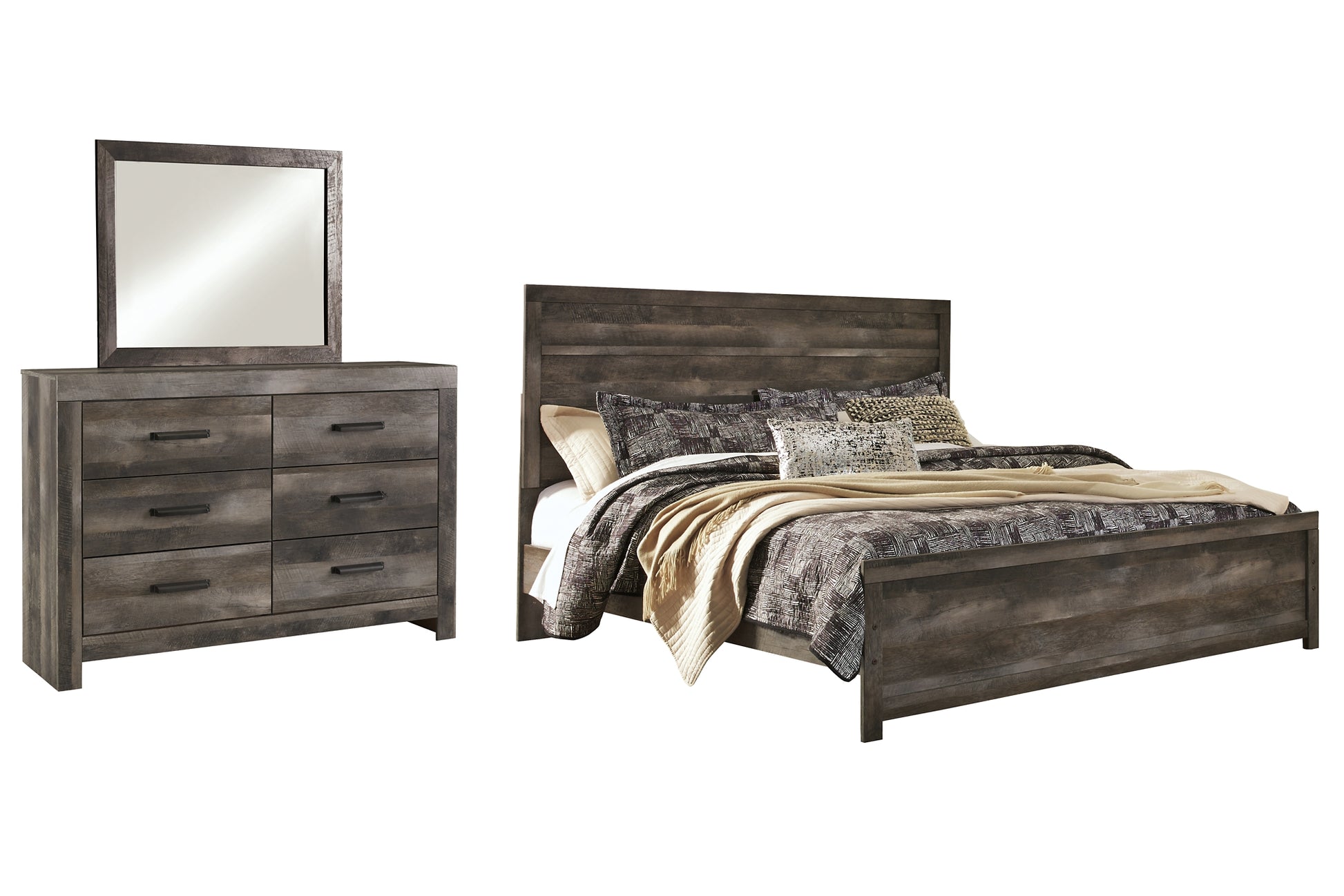 Wynnlow King Panel Bed with Mirrored Dresser Signature Design by Ashley®