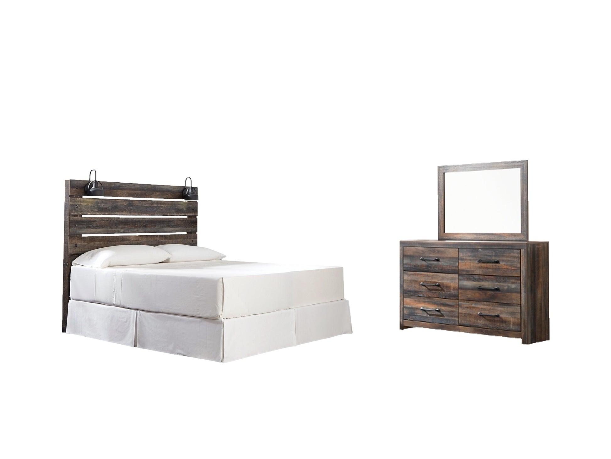 Drystan King Panel Headboard with Mirrored Dresser Signature Design by Ashley®