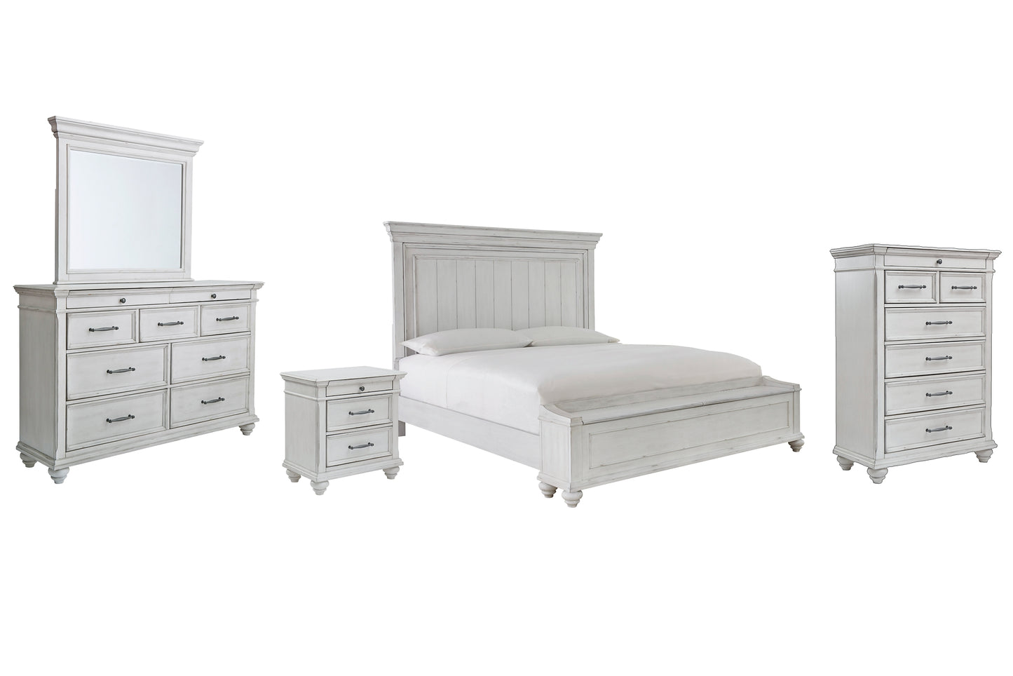 Kanwyn King Panel Bed with Storage with Mirrored Dresser, Chest and Nightstand Benchcraft®