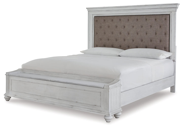 Kanwyn Queen Panel Bed with Storage with Mirrored Dresser and 2 Nightstands Benchcraft®