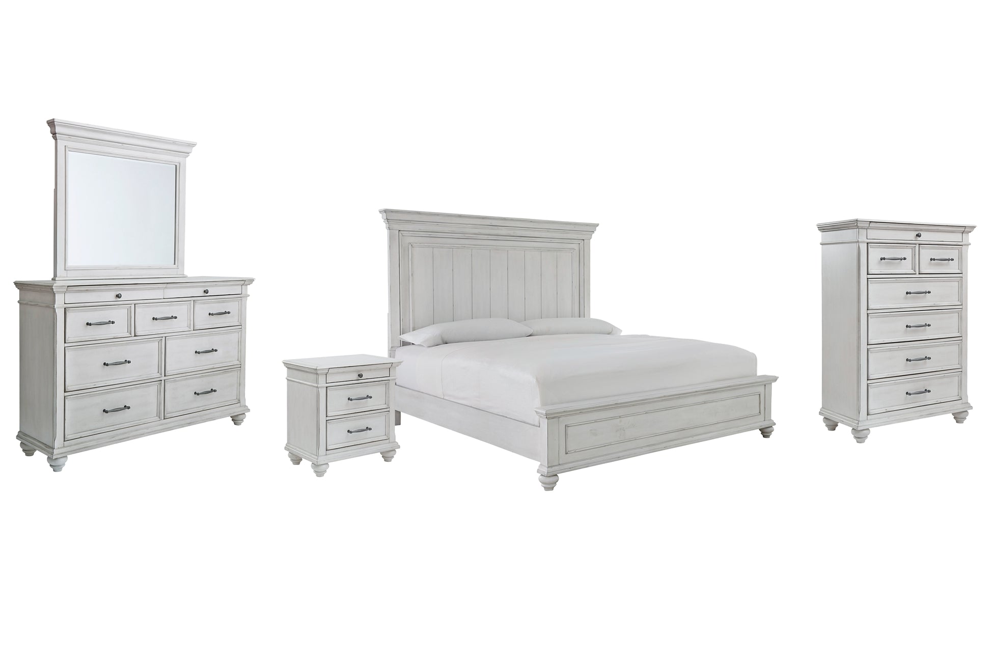 Kanwyn King Panel Bed with Mirrored Dresser, Chest and Nightstand Benchcraft®