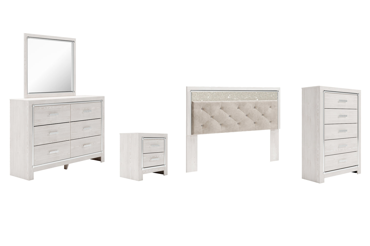 Altyra King Panel Headboard with Mirrored Dresser, Chest and Nightstand Signature Design by Ashley®