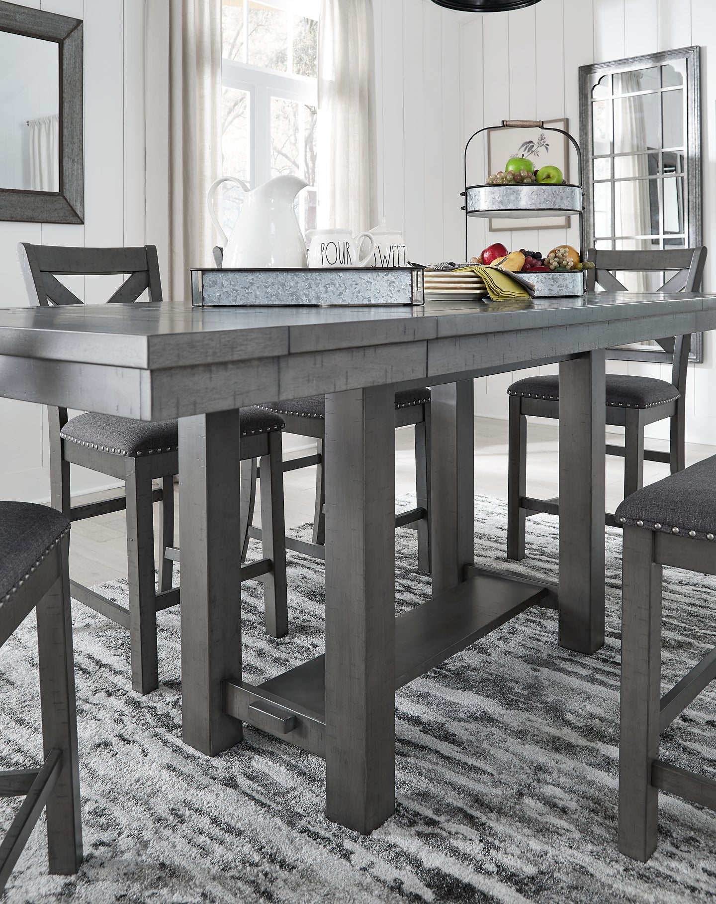 Myshanna Counter Height Dining Table and 4 Barstools and Bench Signature Design by Ashley®