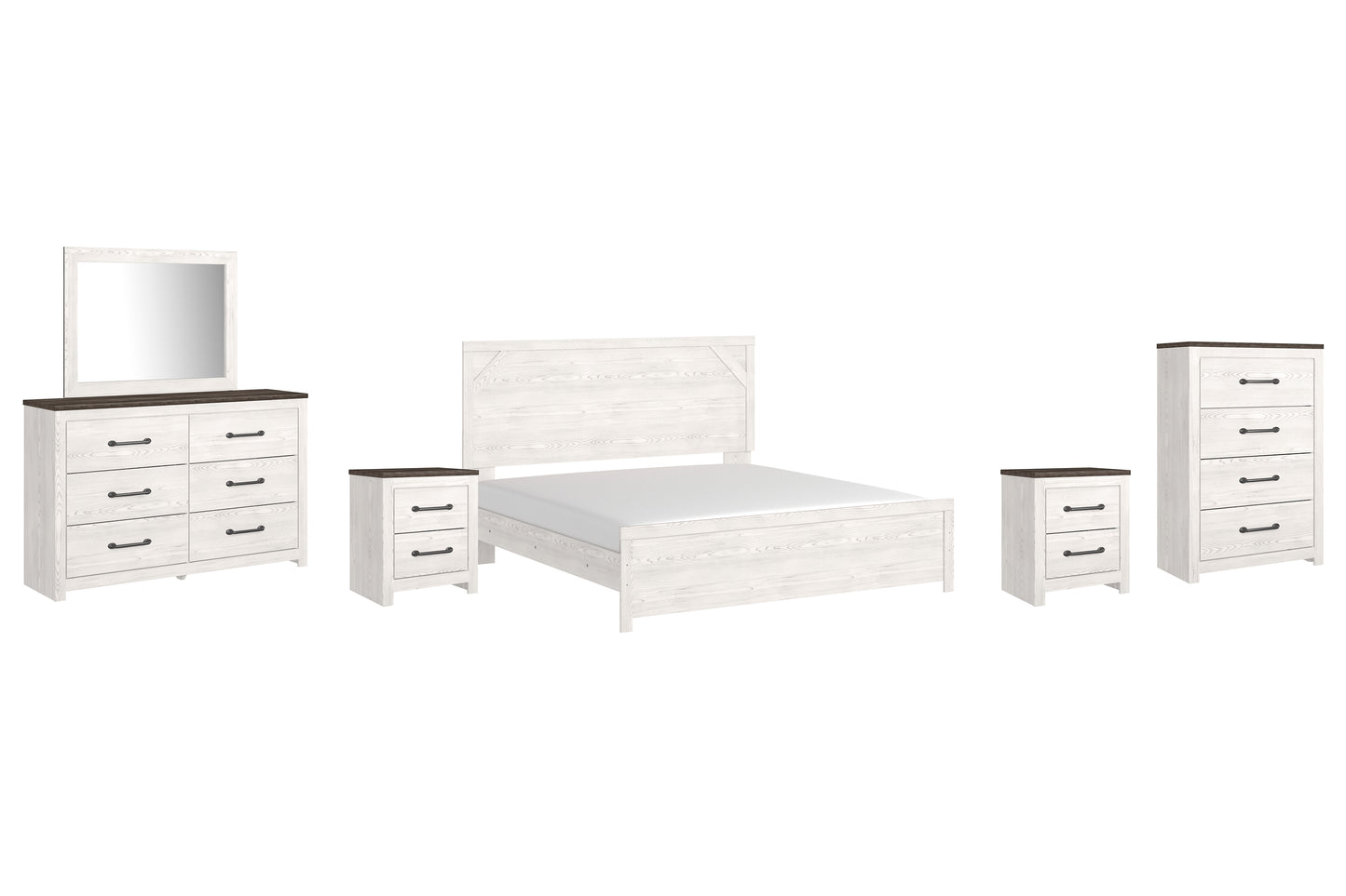 Gerridan King Panel Bed with Mirrored Dresser, Chest and 2 Nightstands Signature Design by Ashley®
