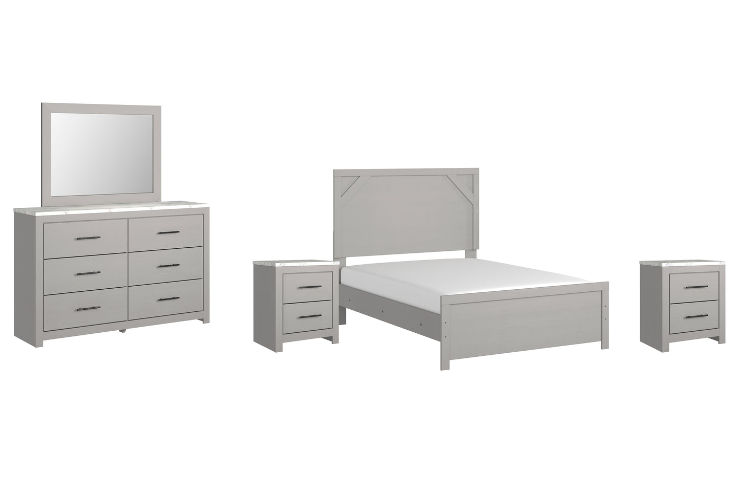 Cottonburg Full Panel Bed with Mirrored Dresser and 2 Nightstands Signature Design by Ashley®