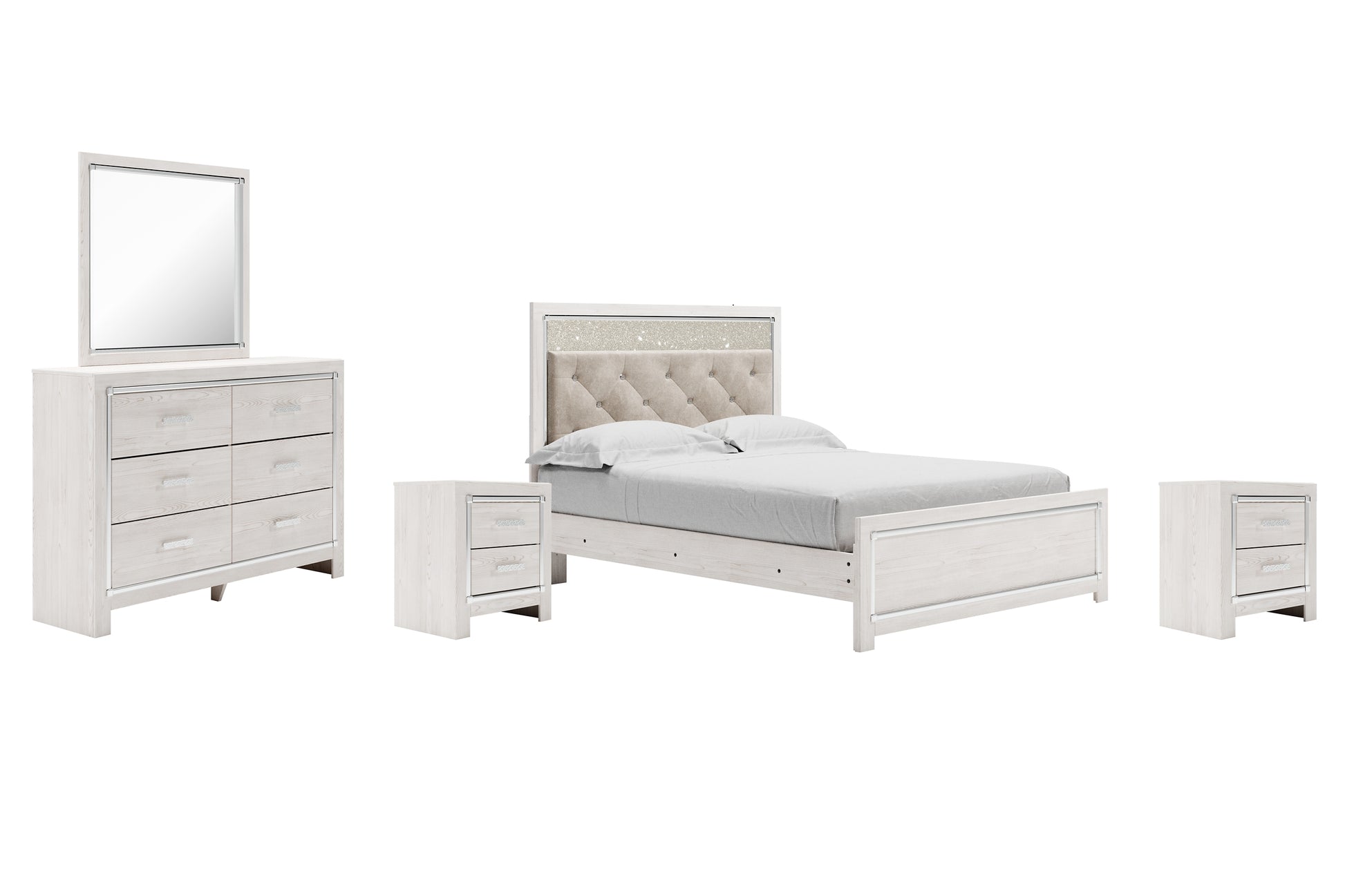 Altyra Queen Panel Bed with Mirrored Dresser and 2 Nightstands Signature Design by Ashley®