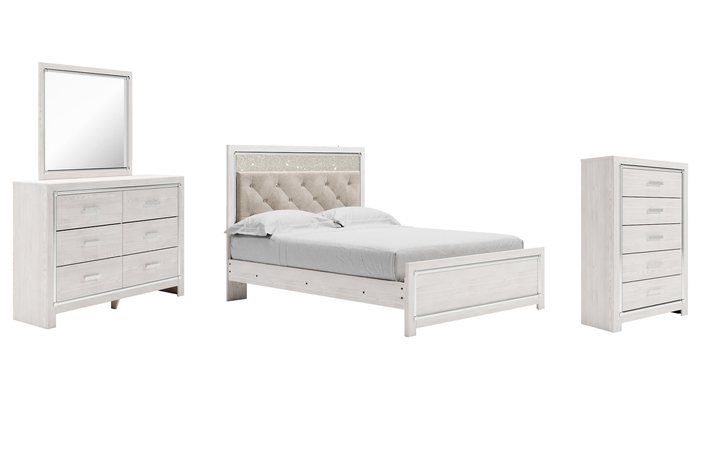Altyra Queen Panel Bed with Mirrored Dresser and Chest Signature Design by Ashley®