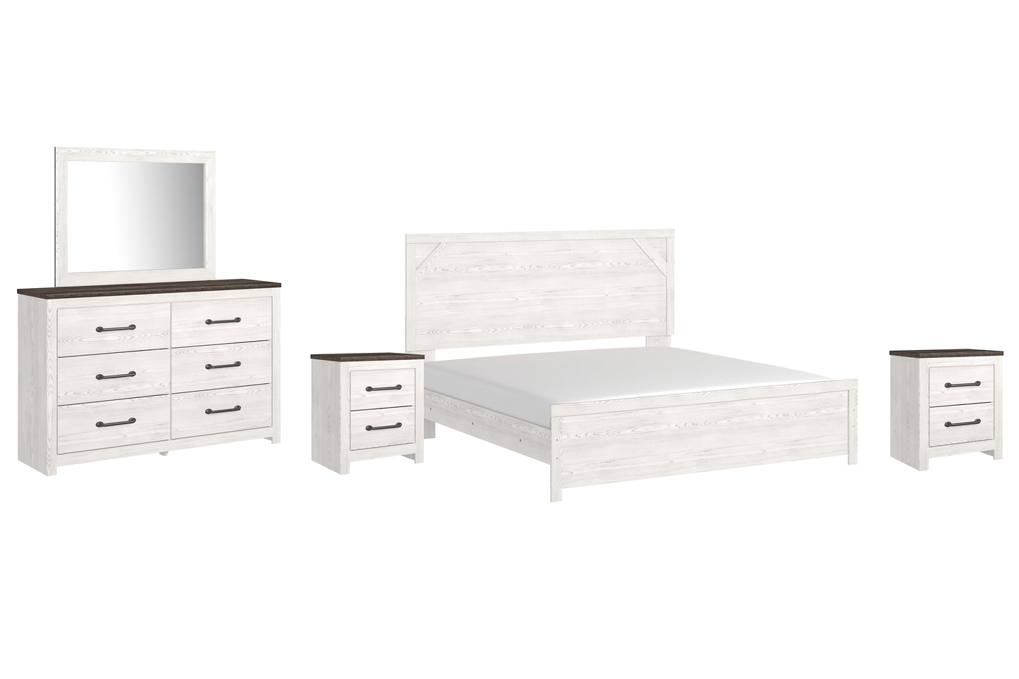 Gerridan King Panel Bed with Mirrored Dresser and 2 Nightstands Signature Design by Ashley®