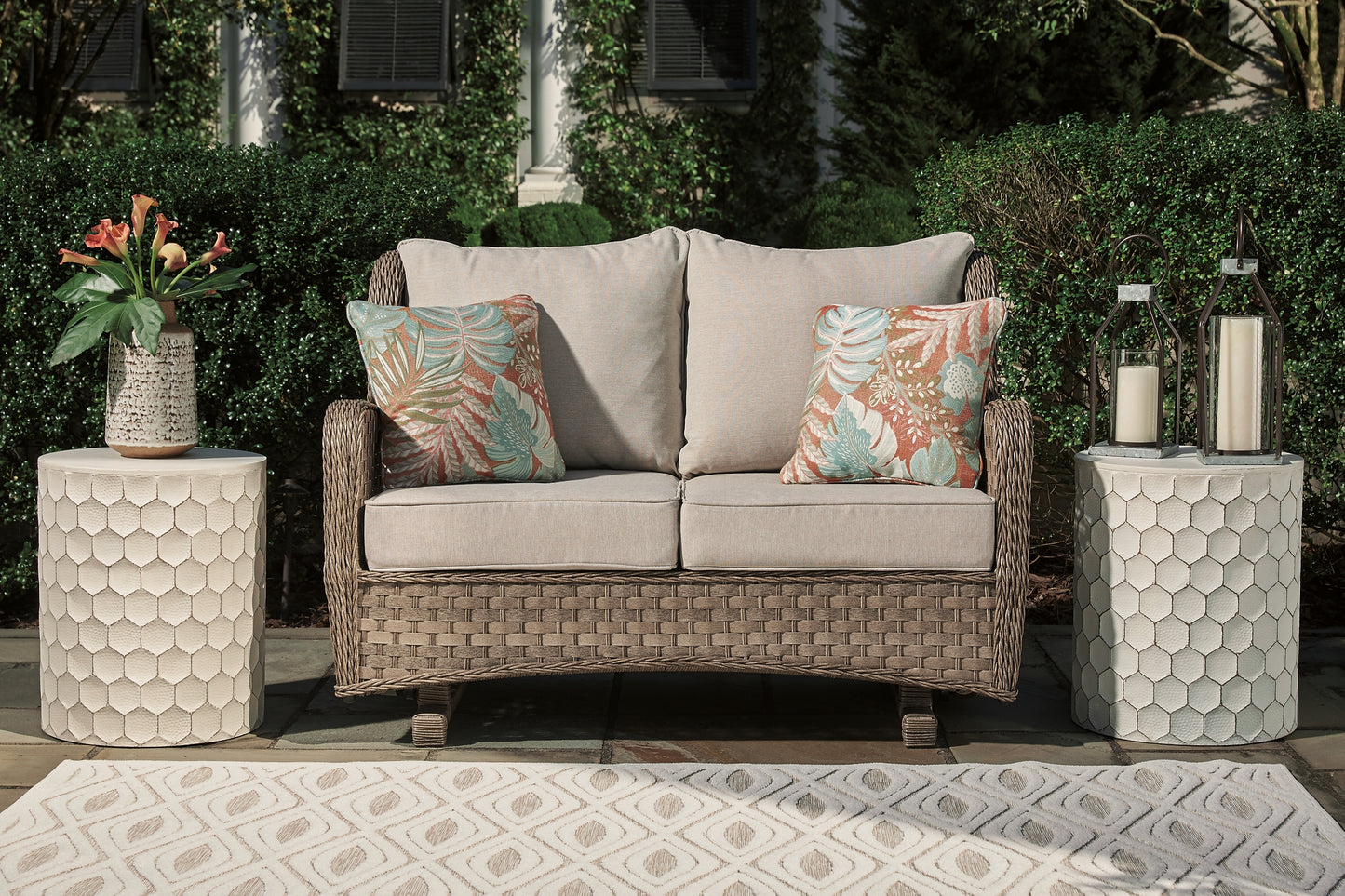 Clear Ridge Outdoor Loveseat with Coffee Table Signature Design by Ashley®