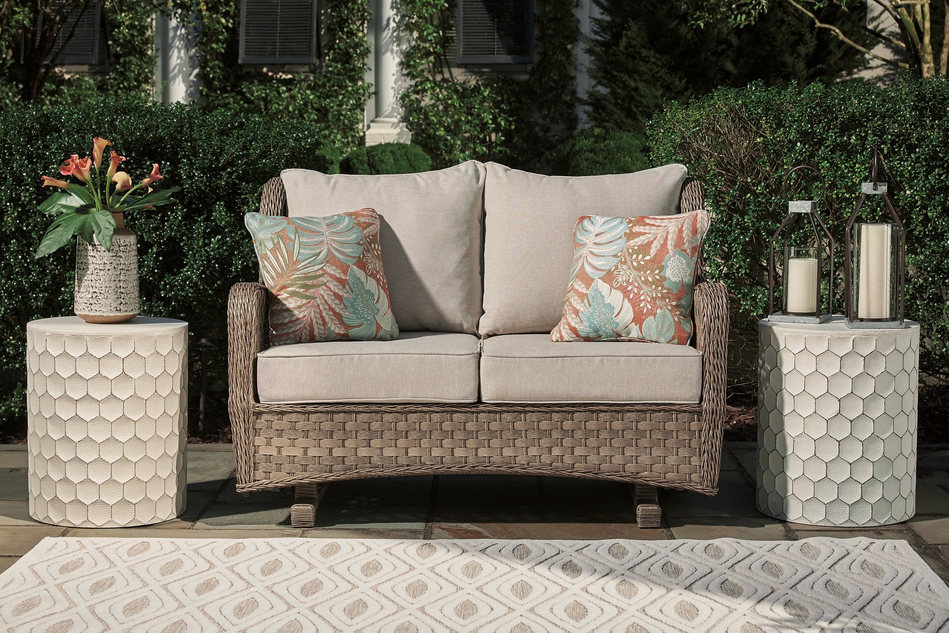 Clear Ridge Outdoor Loveseat with Coffee Table Signature Design by Ashley®