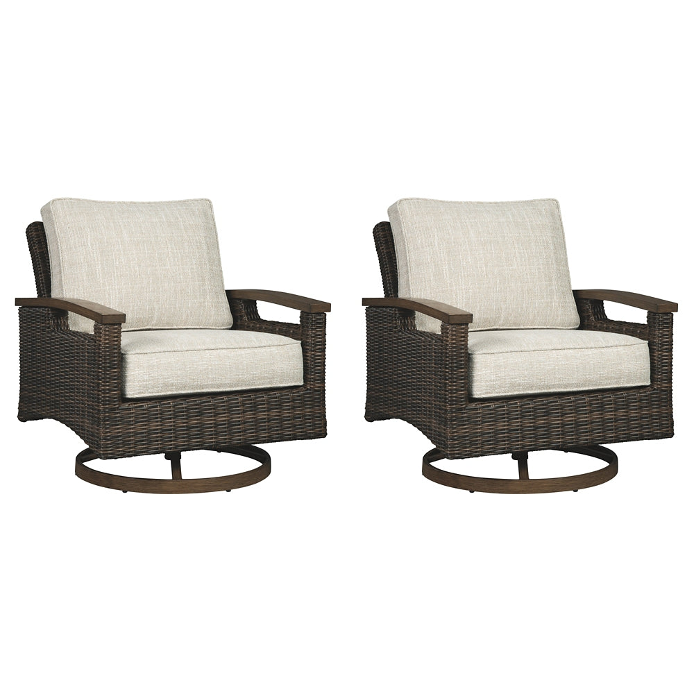 Paradise Trail Outdoor Loveseat and 2 Lounge Chairs with Fire Pit Table Signature Design by Ashley®