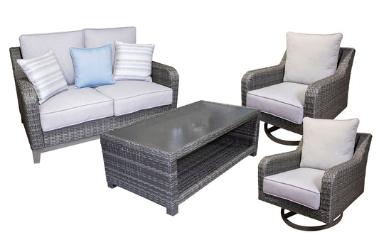 Elite Park Outdoor Loveseat and 2 Lounge Chairs with Coffee Table Signature Design by Ashley®
