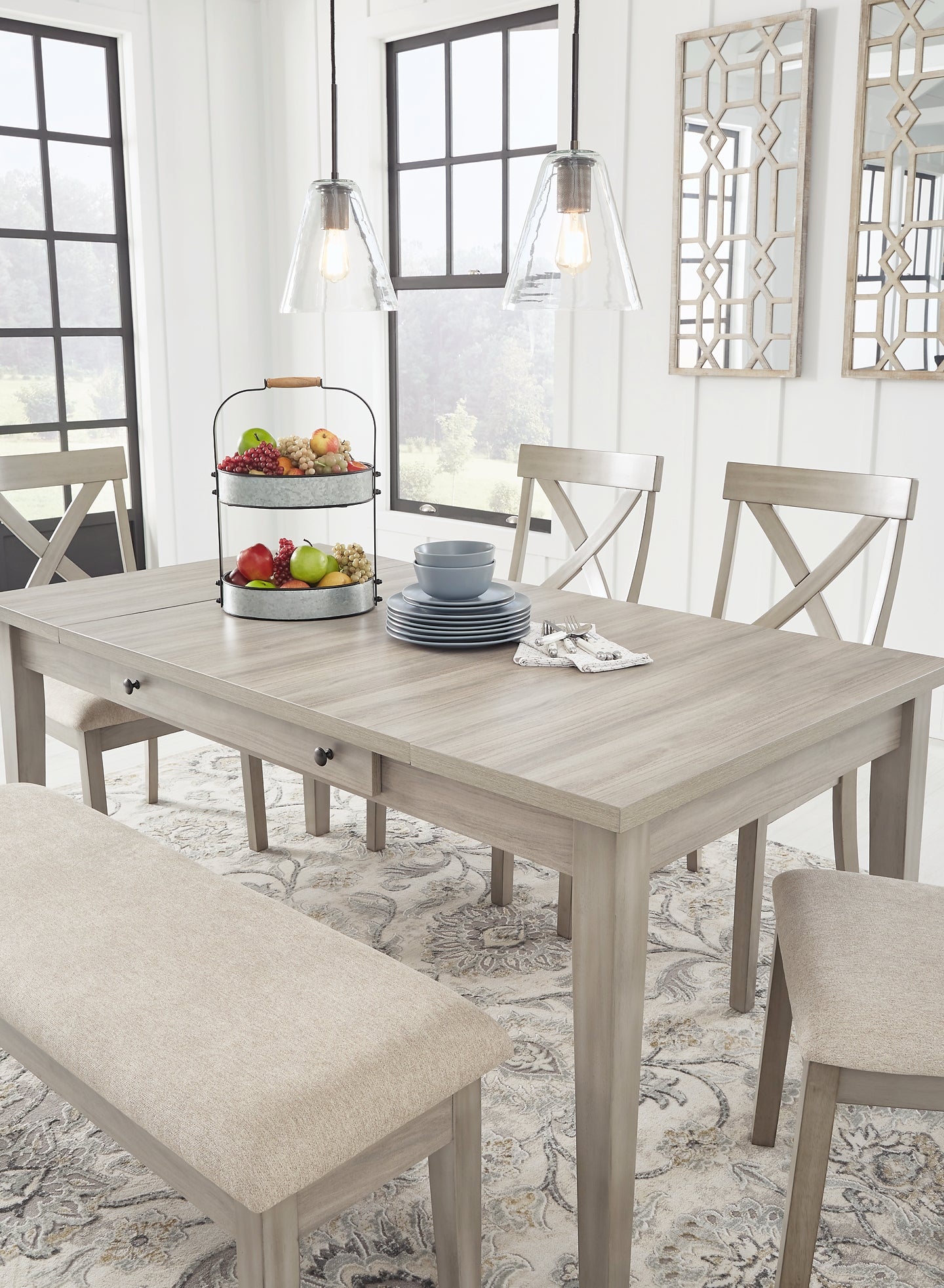 Parellen Dining Table and 4 Chairs and Bench Signature Design by Ashley®