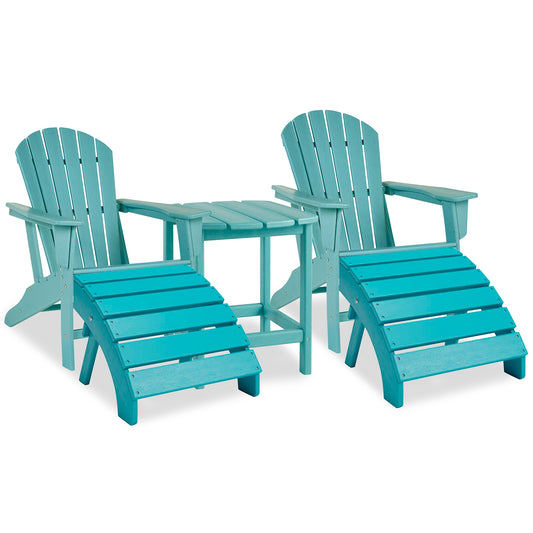 Sundown Treasure 2 Outdoor Adirondack Chairs and Ottomans with Side Table Signature Design by Ashley®