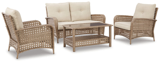 Braylee Outdoor Loveseat and 2 Chairs with Coffee Table Signature Design by Ashley®
