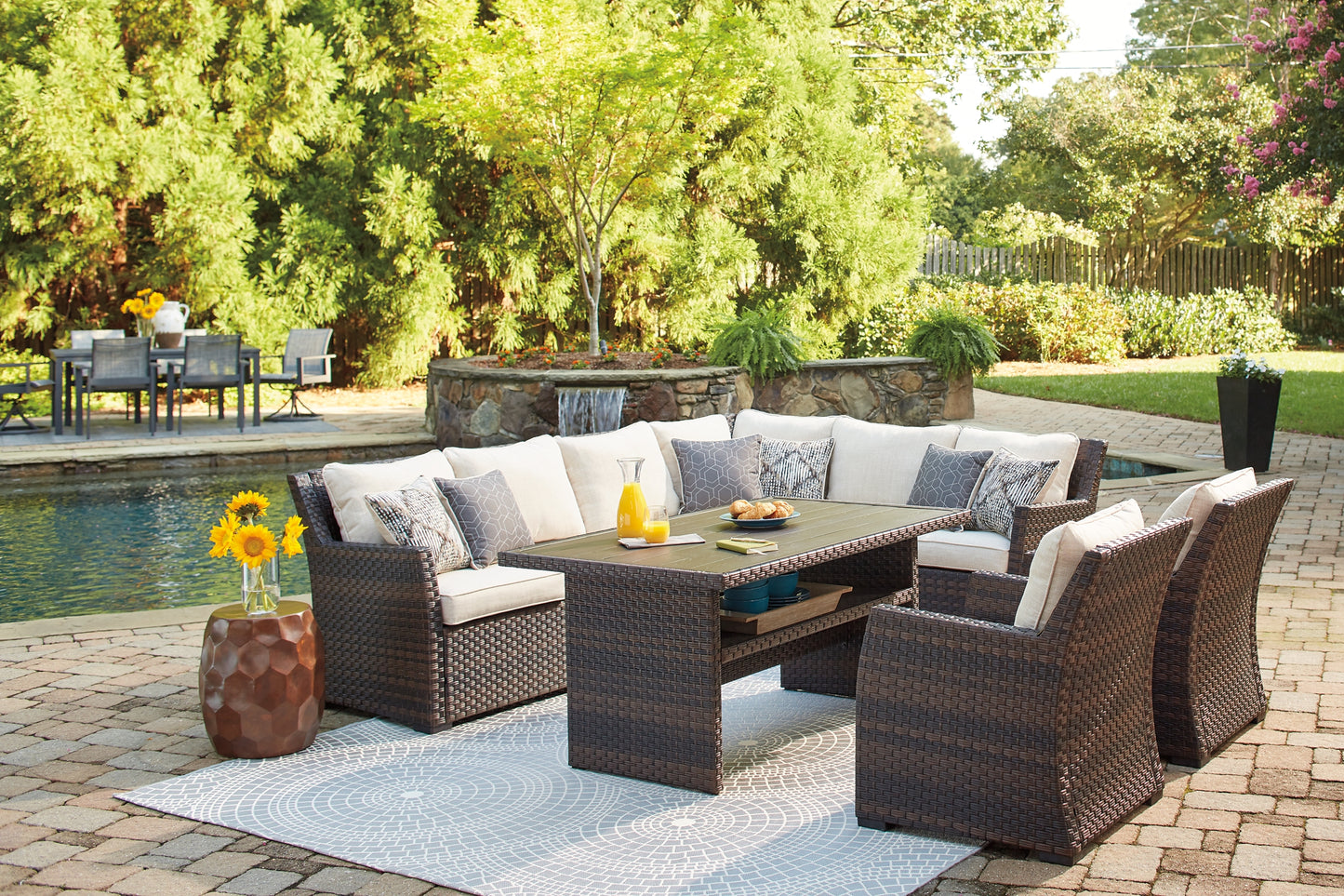 Easy Isle 3-Piece Outdoor Sectional with 2 Chairs and Coffee Table Signature Design by Ashley®