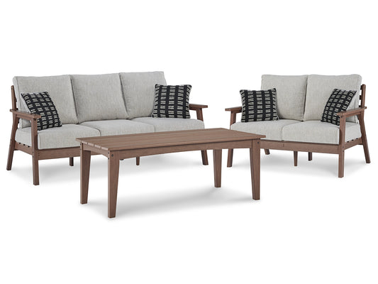 Emmeline Outdoor Sofa and Loveseat with Coffee Table Signature Design by Ashley®