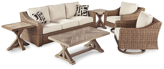 Beachcroft Outdoor Sofa and  2 Lounge Chairs with Coffee Table and 2 End Tables Signature Design by Ashley®