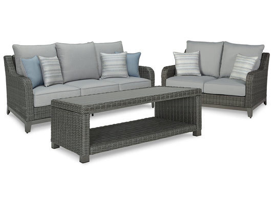 Elite Park Outdoor Sofa and Loveseat with Coffee Table Signature Design by Ashley®