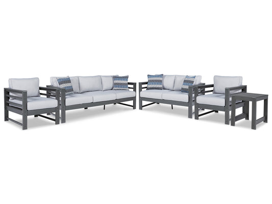 Amora Outdoor Sofa, Loveseat and 2 Lounge Chairs with End Table Signature Design by Ashley®