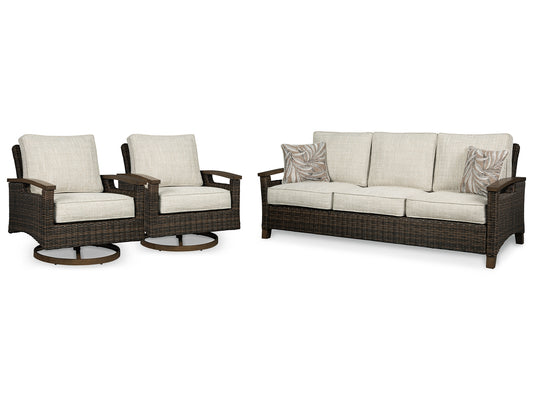 Paradise Trail Outdoor Sofa with 2 Lounge Chairs Signature Design by Ashley®