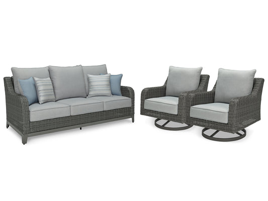 Elite Park Outdoor Sofa with 2 Lounge Chairs Signature Design by Ashley®