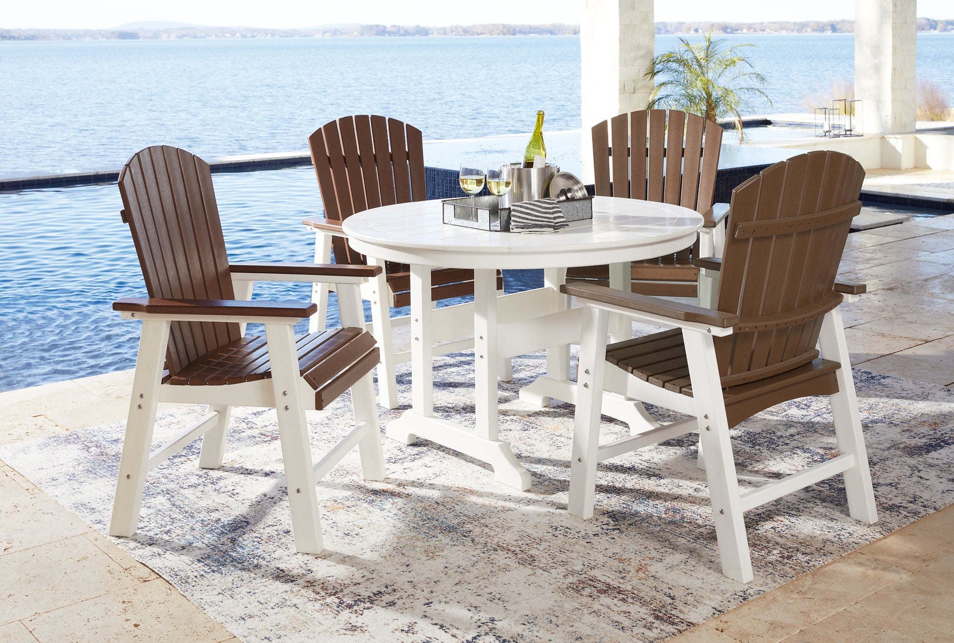 Crescent Luxe Outdoor Dining Table and 4 Chairs Signature Design by Ashley®