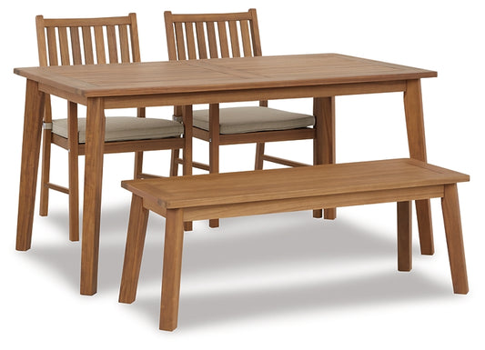 Janiyah Outdoor Dining Table and 2 Chairs and Bench Signature Design by Ashley®