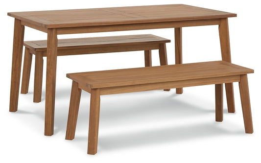 Janiyah Outdoor Dining Table and 2 Benches Signature Design by Ashley®