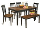 Owingsville Dining Table and 4 Chairs and Bench Signature Design by Ashley®