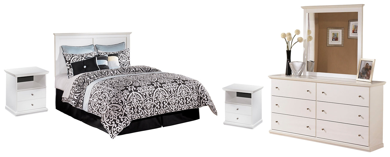 Bostwick Shoals Queen/Full Panel Headboard with Mirrored Dresser and 2 Nightstands Signature Design by Ashley®