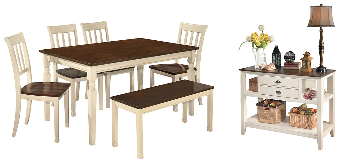 Whitesburg Dining Table and 4 Chairs and Bench with Storage Signature Design by Ashley®