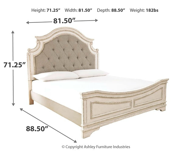 Realyn Queen Upholstered Panel Bed with Mirrored Dresser Signature Design by Ashley®
