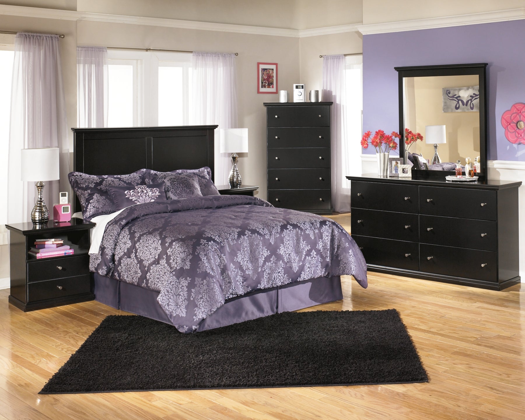 Maribel Full Panel Headboard with Mirrored Dresser, Chest and Nightstand Signature Design by Ashley®