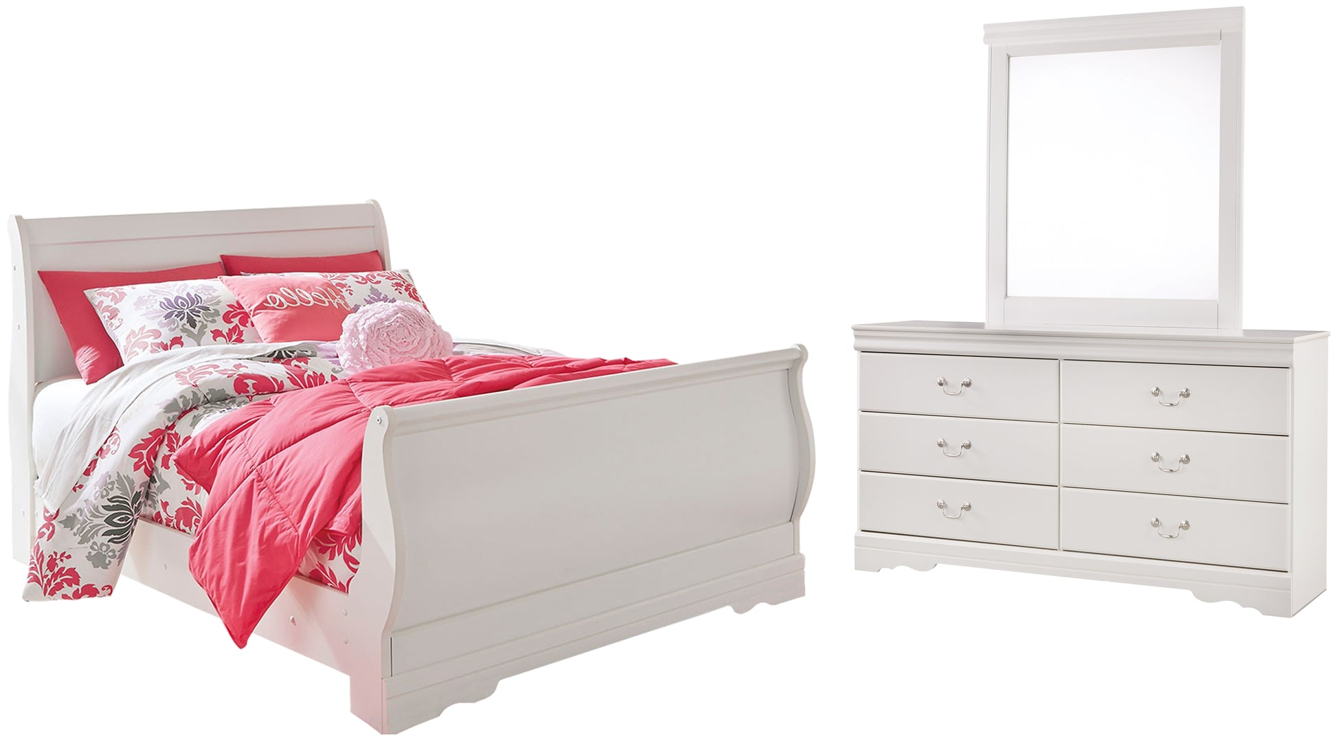 Anarasia Full Sleigh Bed with Mirrored Dresser Signature Design by Ashley®