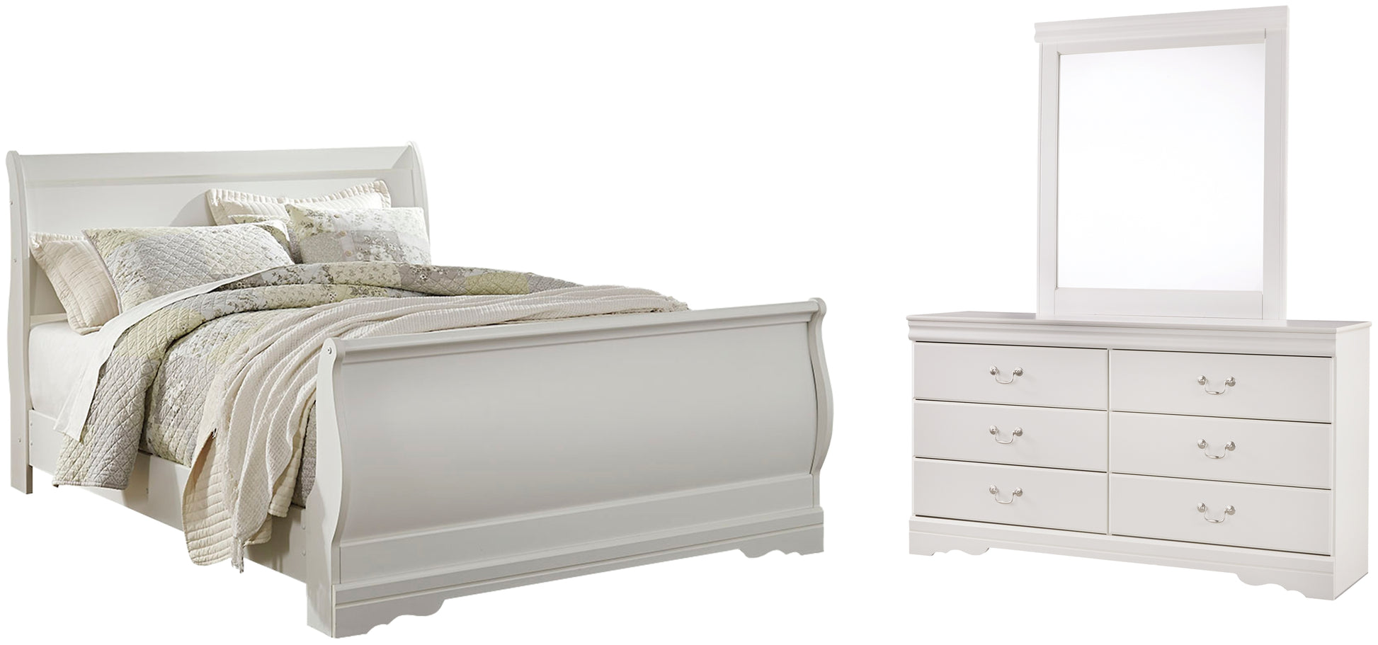 Anarasia Queen Sleigh Bed with Mirrored Dresser Signature Design by Ashley®
