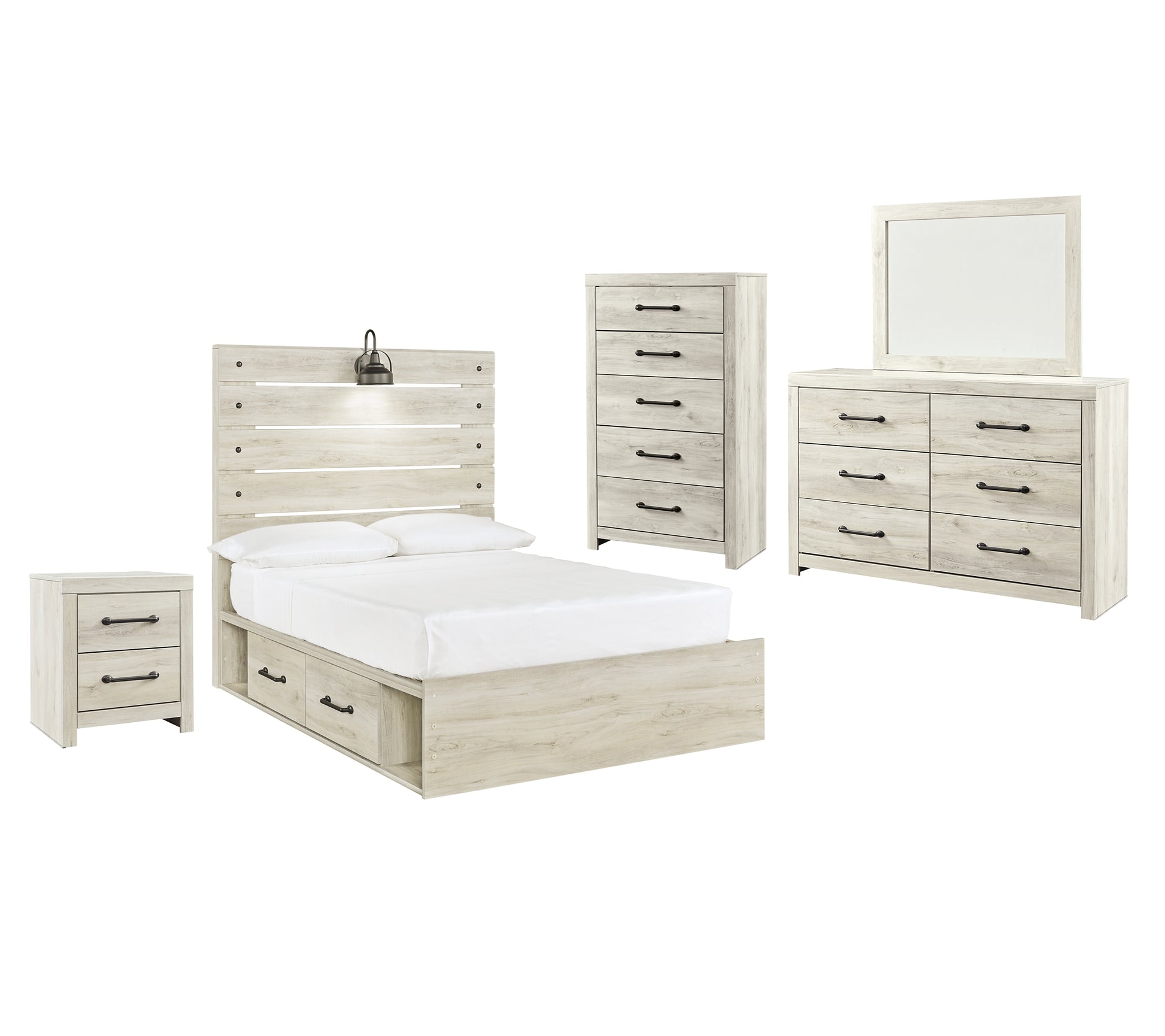 Cambeck Full Panel Bed with 4 Storage Drawers with Mirrored Dresser, Chest and Nightstand Signature Design by Ashley®